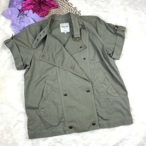 Madewell Utility Moto Jacket Short Sleeve Olive Green XS S Oversized Urban Chic